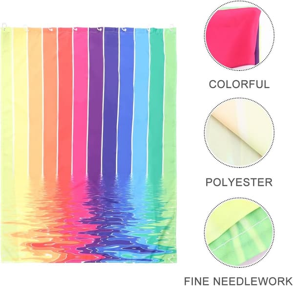 Gradient duschdraperi för badrum Vattentät polyester regnbågsbadskydd