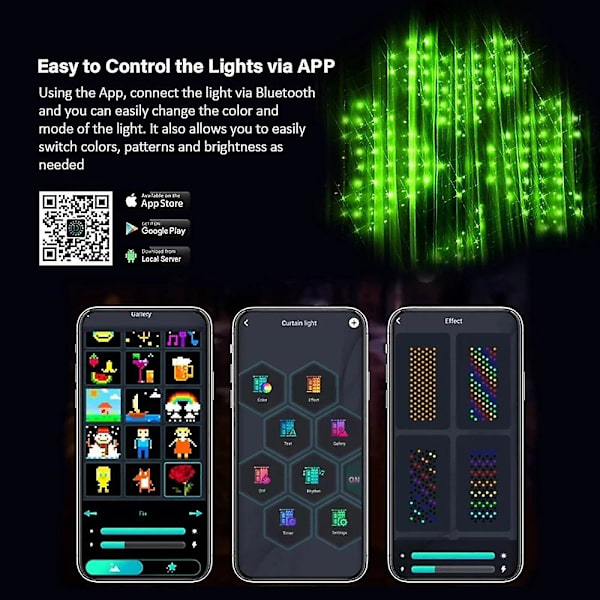 Julegardinlys Smart LED RGB Farge 1x1