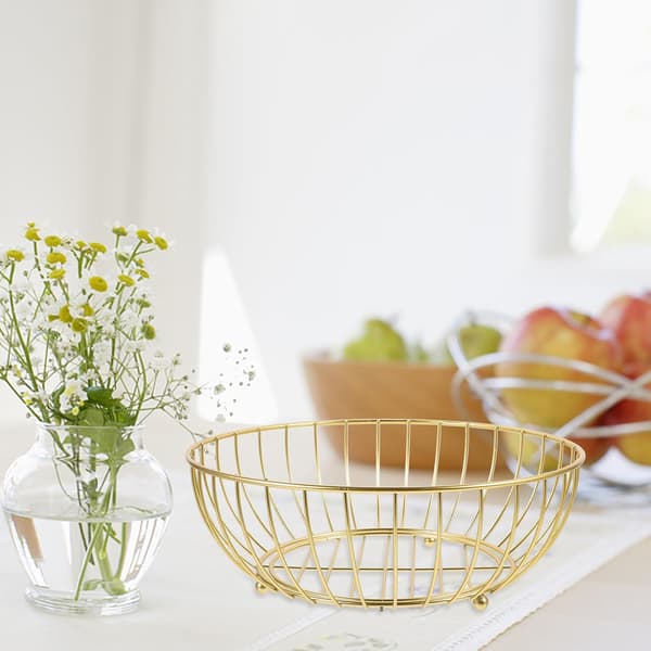 Trådfruktkurv Metall Trådfruktskål Stor Kapasitet Metall Hul Design Enkel Elegant Stil
