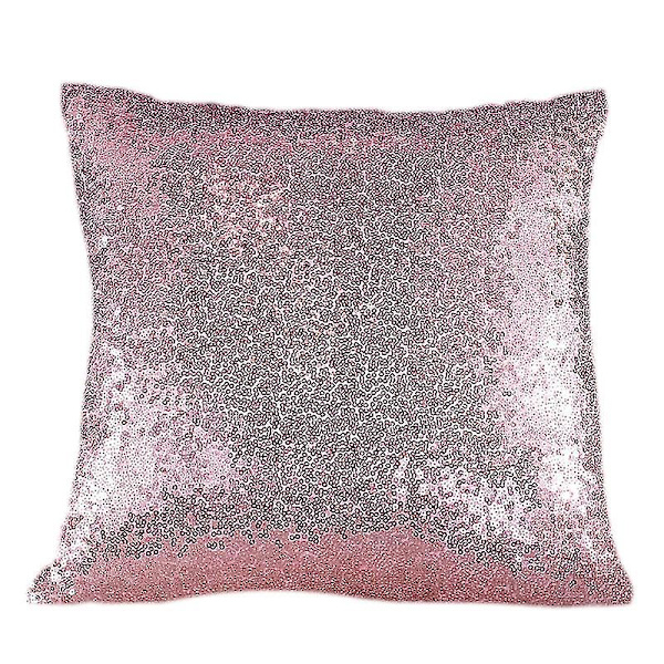 Hjemme Solid Farvet Sekvens Pudebetræk Sofa Kvadratisk Pudebetræk 40cmx40cm (pink)