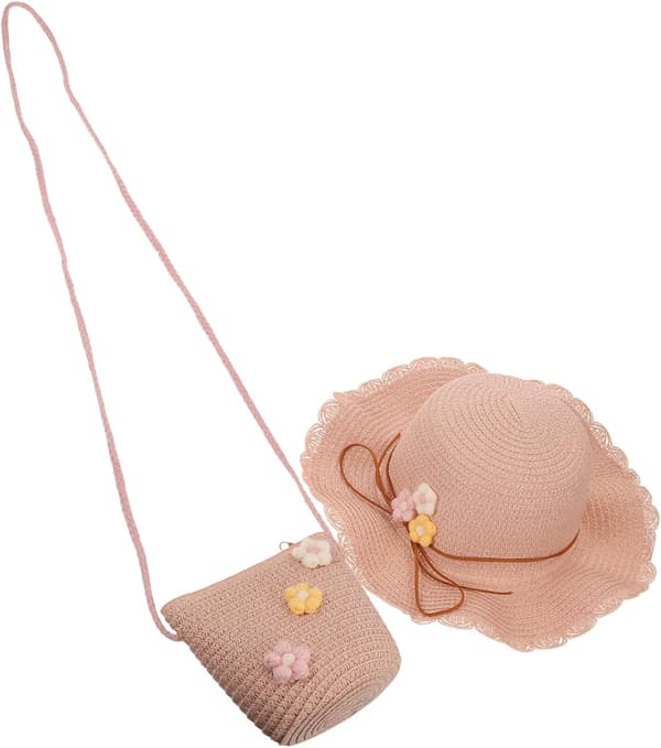 Stråhat og Crossbody-taske til brede S-strandlegehatte med