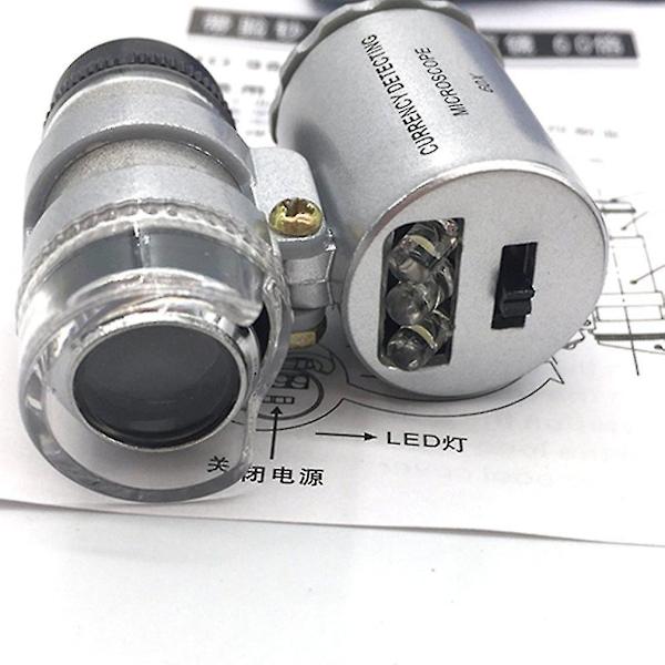 Bærbar Mikroskop 60x Mini Forstørrelsesglas Juveler Loupes LED