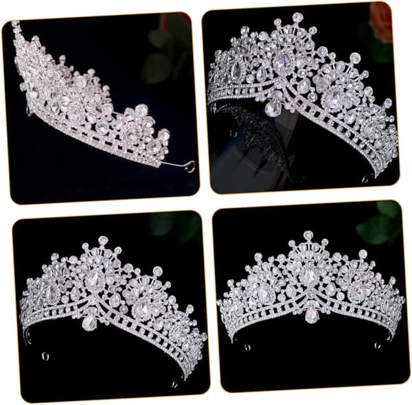 Rhinestone kronehodeplagg for bryllup og fester Brudedekorasjon Holdbar