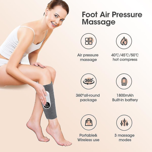 Ny benmassager med varmekompression Blodcirkumulation Elektrisk lufttryk lægmassager Muskelafspænding Ben Pressoterapi-yuhao 2pcs
