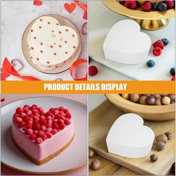 2 stk. hjerteformet skumkage-dummy Valentinsdag kagepynt hvid polystyrenmateriale