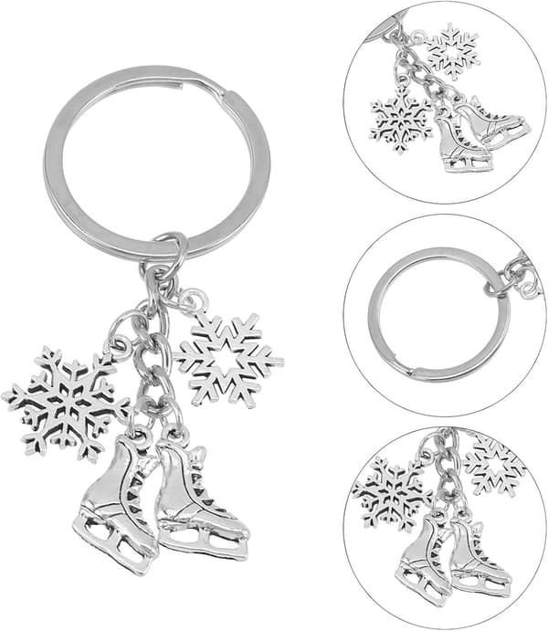 4 st vinter nyckelring berlocker set med konståknings- och snöflingeberlocker