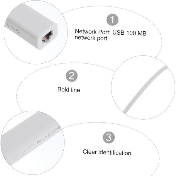 1 stk. USB Konverter Hub Netværksport USB Computer Adapter