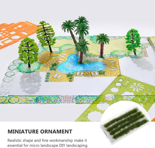 Simulering Gress Tuer Lang Stripe Kunstgress DIY Miniatyrdekor