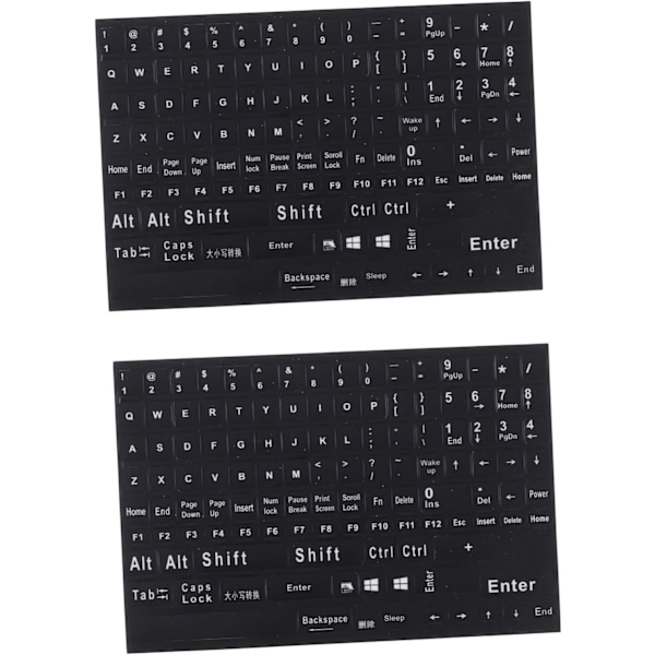 Engelske tastaturklistremerker for PC Stasjonær Fullt Tastaturoppsett Slitesterke Klistremerker Selvklebende Bakside