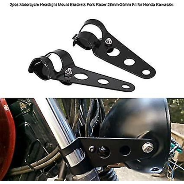 Etuvalon kiinnikkeet, moottoripyörän etuvalon asennuskiinnikkeet Fork Racer 28mm-34mm sopii (2kpl musta)