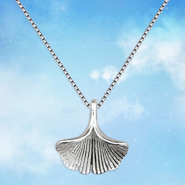 Damemote 925 sterling sølv smykker Ginkgo Biloba bladanheng kort 40 cm halskjede gave