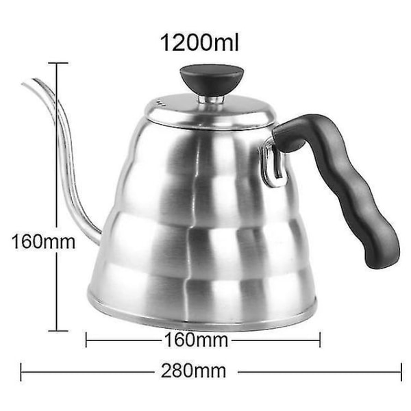 1,2l rustfritt stål svanehals kaffedryppkanne tekanne.