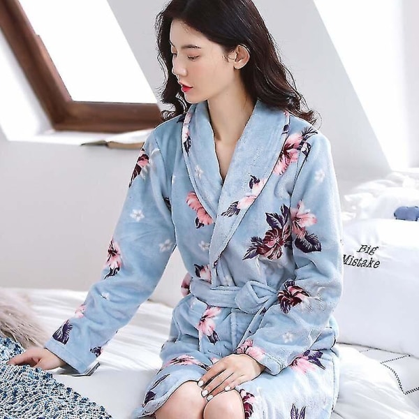 Vinter Varm Kvinder Plys Coral Fleece Pyjamas Natkjole