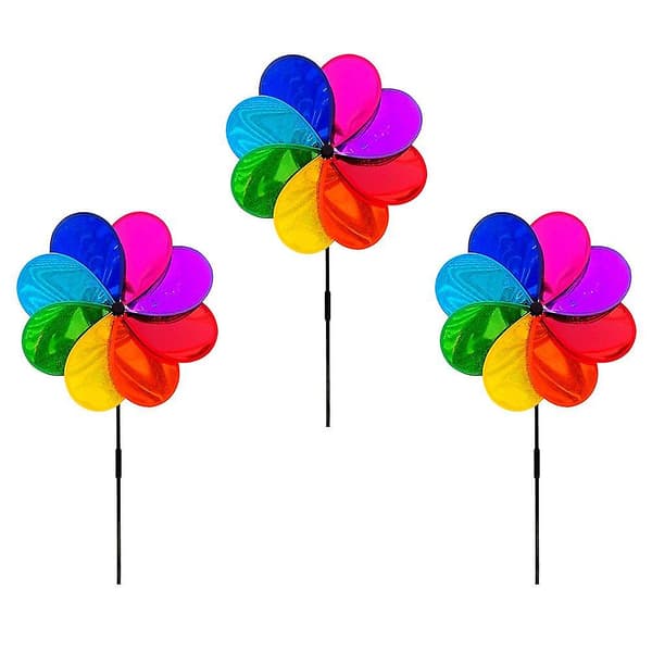 3 stk. Søde Pinwheel Havepyntgård Vindmølle Til Udendørs Farverige