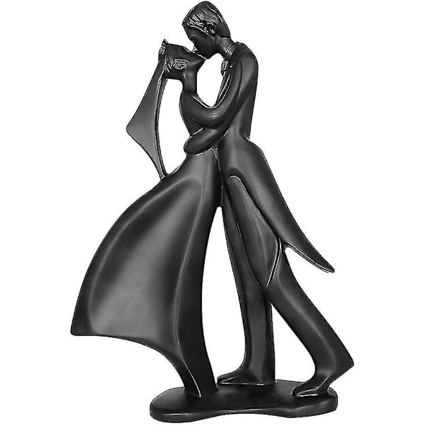 28 cm Resin Kyssende Par Statuett - Svart Kjærlighetsfigur - Gave Til Jubileum, Bryllup - Dekorativ