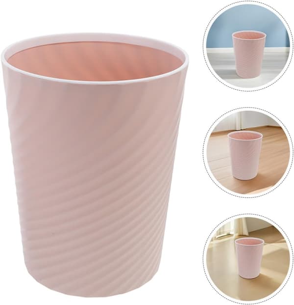 2-pack liten papperskorg i plast med räfflad design för snabb avfallshantering