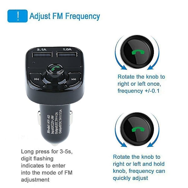 Bluetooth MP3 Håndfri Biloplader FM-Sender