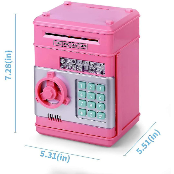 Spargris för flickor, barnsäker spargris rosa