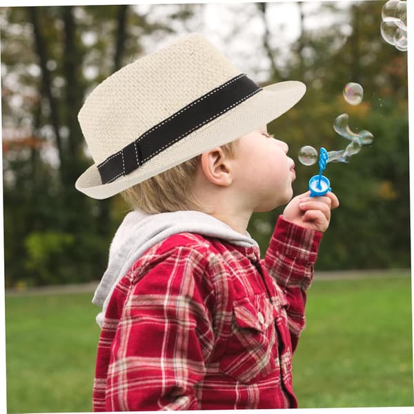 Stråhatt Stilig Kort Brems Sommer Strandlue for Gutter og Allsidig Ensfarget Design