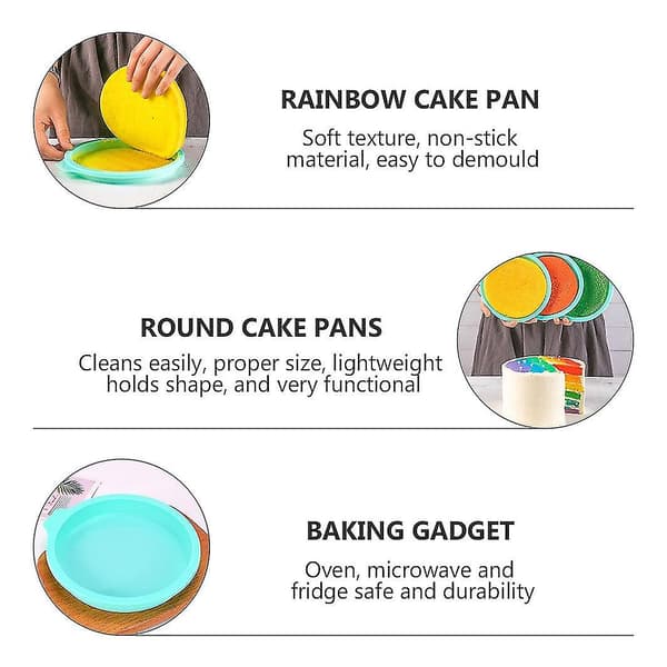 Silikonkakeform Regnbue Mousse Lagdelt Rund Kake Bakeutstyr Bakepanne (4 stk)