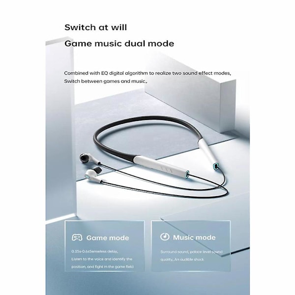 Bluetooth-kuulokkeet kaulalla, langattomat nappikuulokkeet, melunvaimennus White