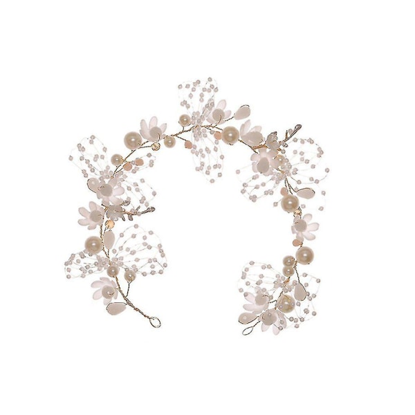 Bryllupshårpynt Guld Perle Pandebånd Brud Baby's Breath Krystal Hårranke Til Prinsesse Blomst