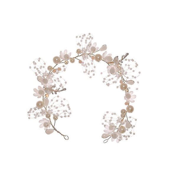 Wedding Hair Piece Gold Pearl Headband Bridal Baby's Breath Crystal Hair Vine For Princess Flower