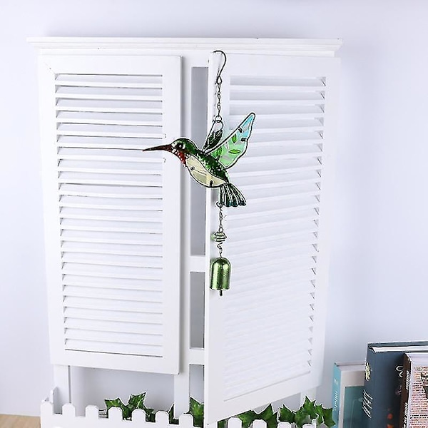 Kolibri Vindklokker Glass Hengende Ornament Grønn