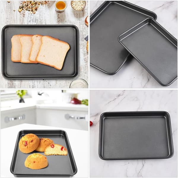 2 st non-stick bakplåtsset i kolstål, rektangulär återanvändbar kaka