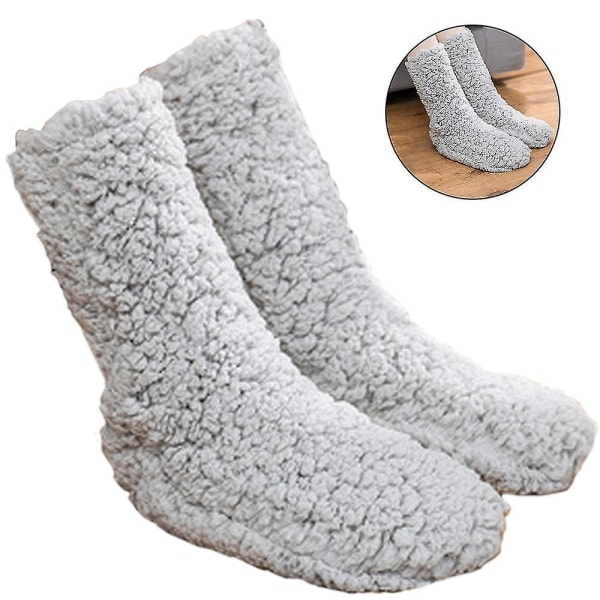 1 par skridsikre/skridsikre sokker, vinterfluffy hyggelige fleecestrømper, plys tykke varme gulvsokker Dark Grey