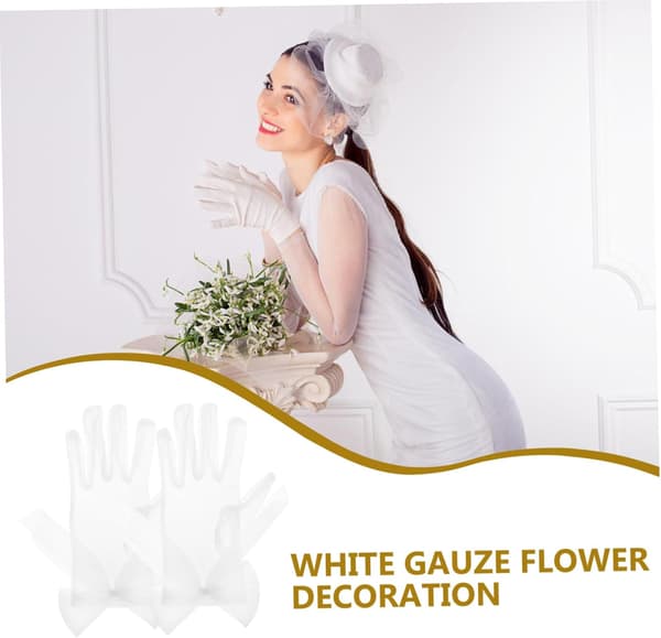 1 par elegante blomsterblondehandsker til kvinder tyl tefest bryllupshandsker