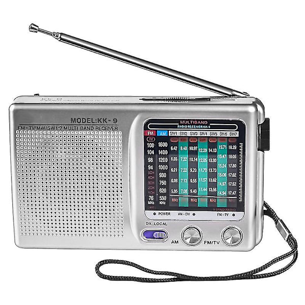 Kannettava AM/FM/SW-radio sisä- ja ulkokäyttöön hätätilanteissa, kaiuttimen ja kuulokkeiden kanssa