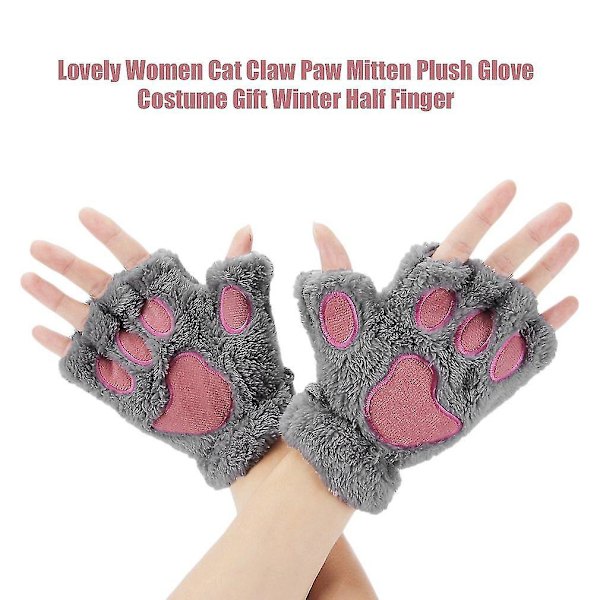 Dame Cat Claw Paw Handsker - Blød Vinter Halvfinger