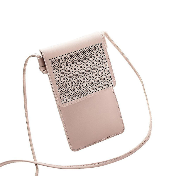 Flickors Dubbelsidig PU-Läder Väska Mini Hål Väska Telefonväska (rosa)