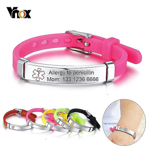 Vnox Custom Kids Medical Alert ID Armband Anti Allergy