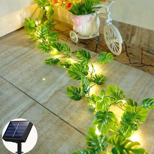 Utendørs Solar Roses Blader Rattan String Lights 2m 20leds Fairy