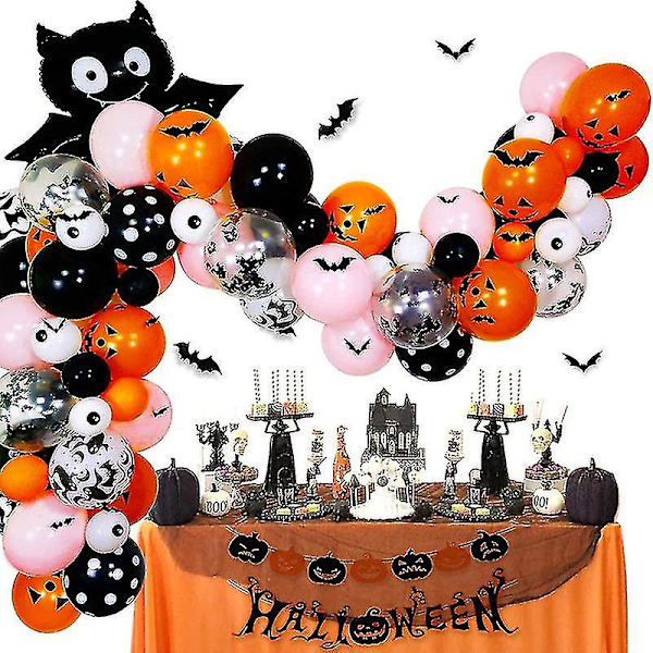 Skumle Halloween-dekorasjoner Sett 92-pakning Halloween-ballonger Konfettiballonger Flaggermusdekorasjoner Flaggermusfolie-ballonger For Halloween-festdekorasjoner Uu-yuha