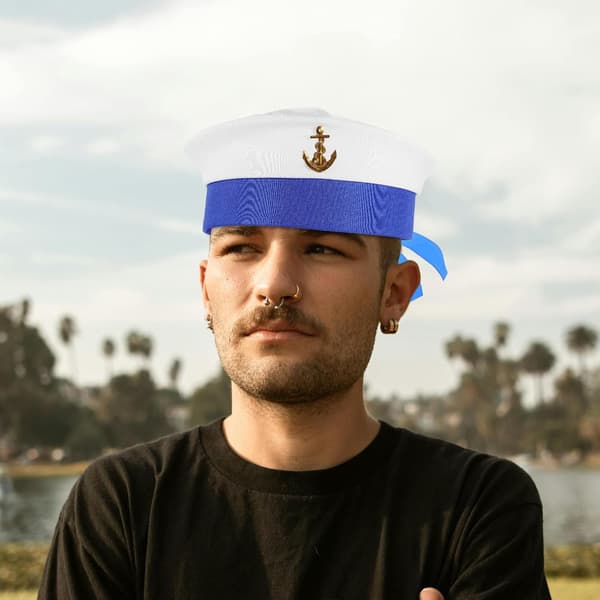 Båt Sjømann Cosplay Hatt rund Hvit Polyester Hatt med Sjarmerende Elegant Stil Solid Konstruksjon Utmerket
