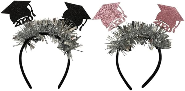 2st Mini Studentmössa Hårband Non Woven Tyg Glitter Design
