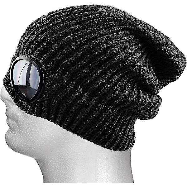 Goggle Lens Beanie Ribbet Strikket Mansjett Vinter Skihatt Skallehette Solbriller Yww