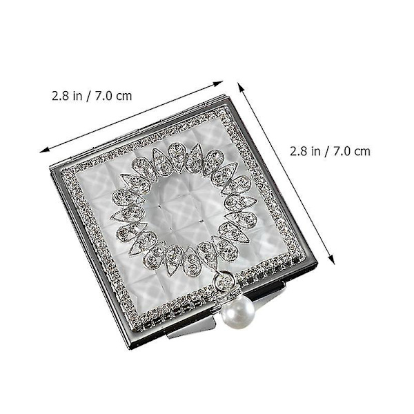 1 kpl Pieni Neliömäinen Metalli Peili Helmi Ripustettava Meikkipeni Double-sided Mirror