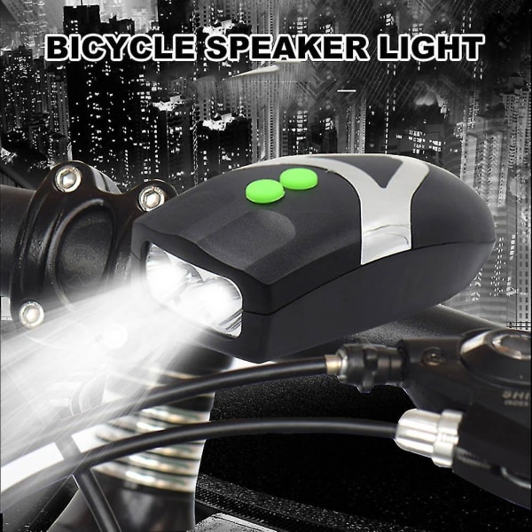 2 I 1 El-sykkel Sykkelhorn Alarmklokke 3 LED-lys Sikkerhet Sykkelridning Black