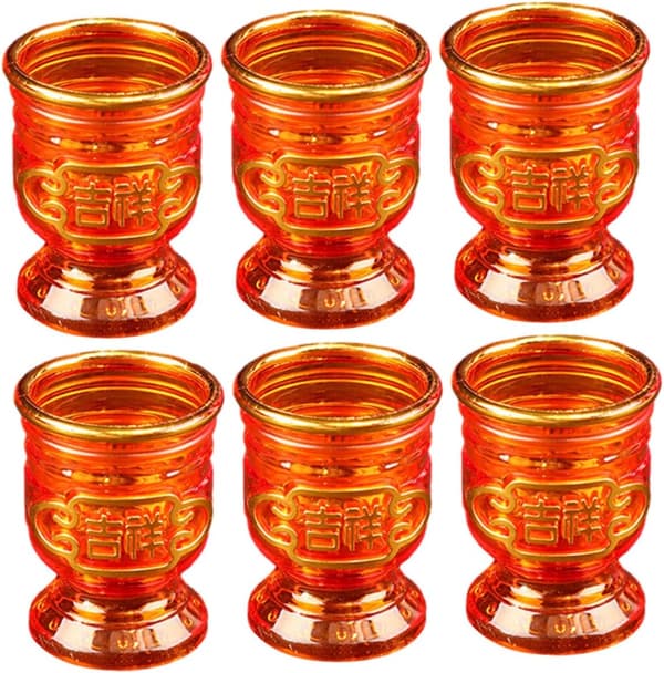 6 stk. dekorative offerkopper for tempel- og zen-rom Halvtransparente tilbedelseskopper