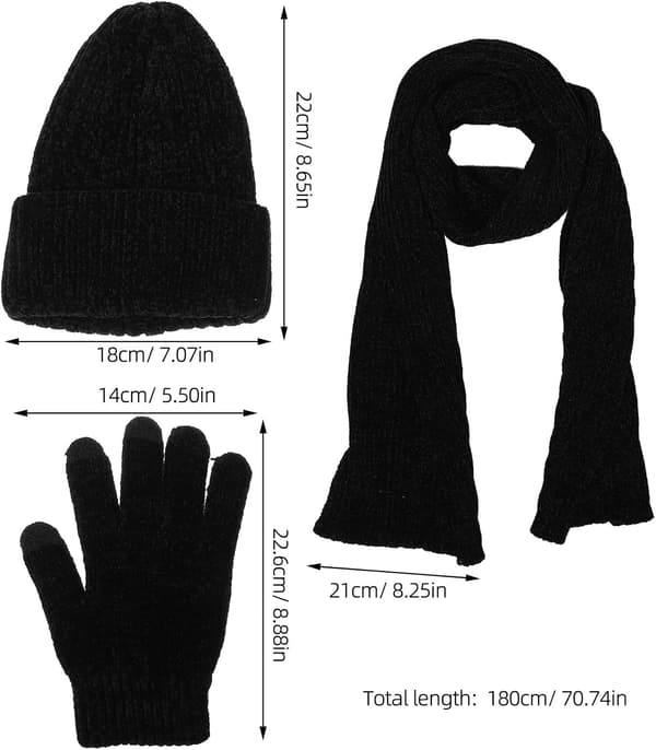 1 Set Vintermössa Halsduk Handskar - Stickad Mössa Varm Lång Halsduk