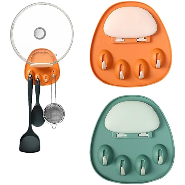 Väggmonterad Lockhållare, Självhäftande Lockhållare Justerbar Lockhållare (2 st, Grön, Orange)
