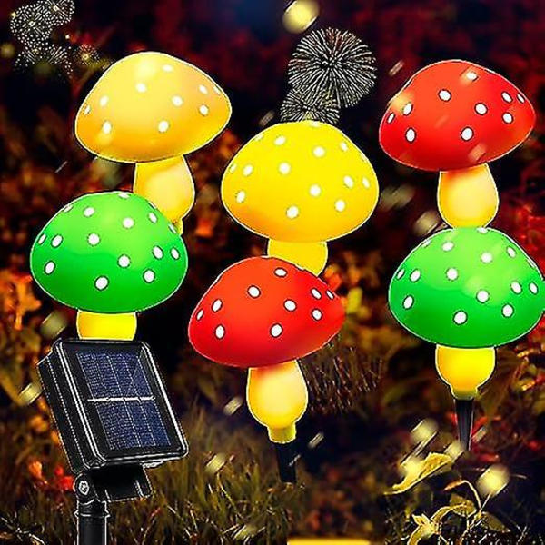 Set med 8 svampdrivna solcellsdrivna lampor för utomhusbruk, vattentäta Solar 6 lights