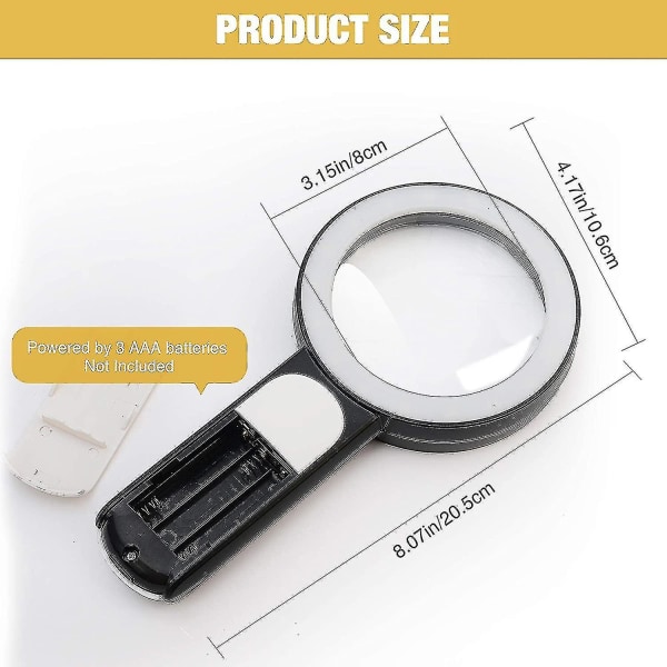 Magnifying Glass With Light, 30x Handheld Large Magnifying Glass 18led Cold And Warm Lig-yuhao