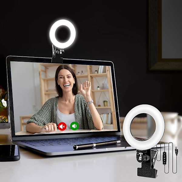 Webcam-belysning, USB-driven LED-ringlampa för laptop