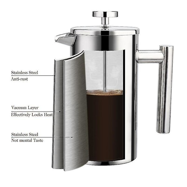 800 ml Ranskalaisen Kahvinkeittimen Teräksinen Manuaalinen