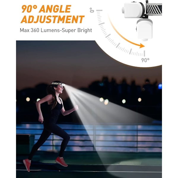 Laderbar hodelykt, 2000mah med IPX5 indikator LED-hodelykt for fiske